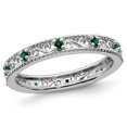 thumbnail image 1 of 1/8 Lab Created Green Emerald Eternity Band Ring in Sterling Silver, 1 of 5