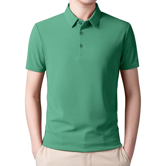 Mems Polo Shirts Short Sleeve Button Down Tee Shirt Loose Fit Green Men's Shirts