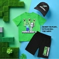 thumbnail image 2 of Minecraft Boys 3-Piece Creeper, Zombie, Skeleton Set - Short Sleeve Graphic T-Shirt, Shorts, and Baseball Cap Outfit for Kids (Sizes 4-16), 2 of 7