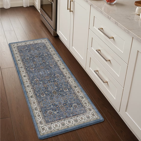 PABUBE Kitchen Rug 24"x59", Anti Fatigue Kitchen Mat for Floor, Persian Vintage Decor, Easy Clean, Waterproof & Oil Proof Kitchen Mat, Non-Slip 0.4" Thick Cushioned Kitchen Floor Mat