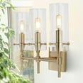 thumbnail image 4 of JONATHAN Y Cato 21.25" 3-Light Modern Minimalist Iron/Glass LED Vanity, Brass Gold/Clear, 4 of 8