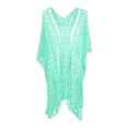 thumbnail image 4 of Xudanell Womenâs Swimsuit Cover-Up & Bikini Cover-Up Dress Solid Round Neck Tassel Kaftan for Summer Beach and Vacation (Z11-Mint Green,One Size), 4 of 4