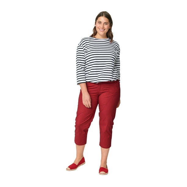 Ellos ellos Women's Plus Size Seamed Capris Pants 18, Chili Red