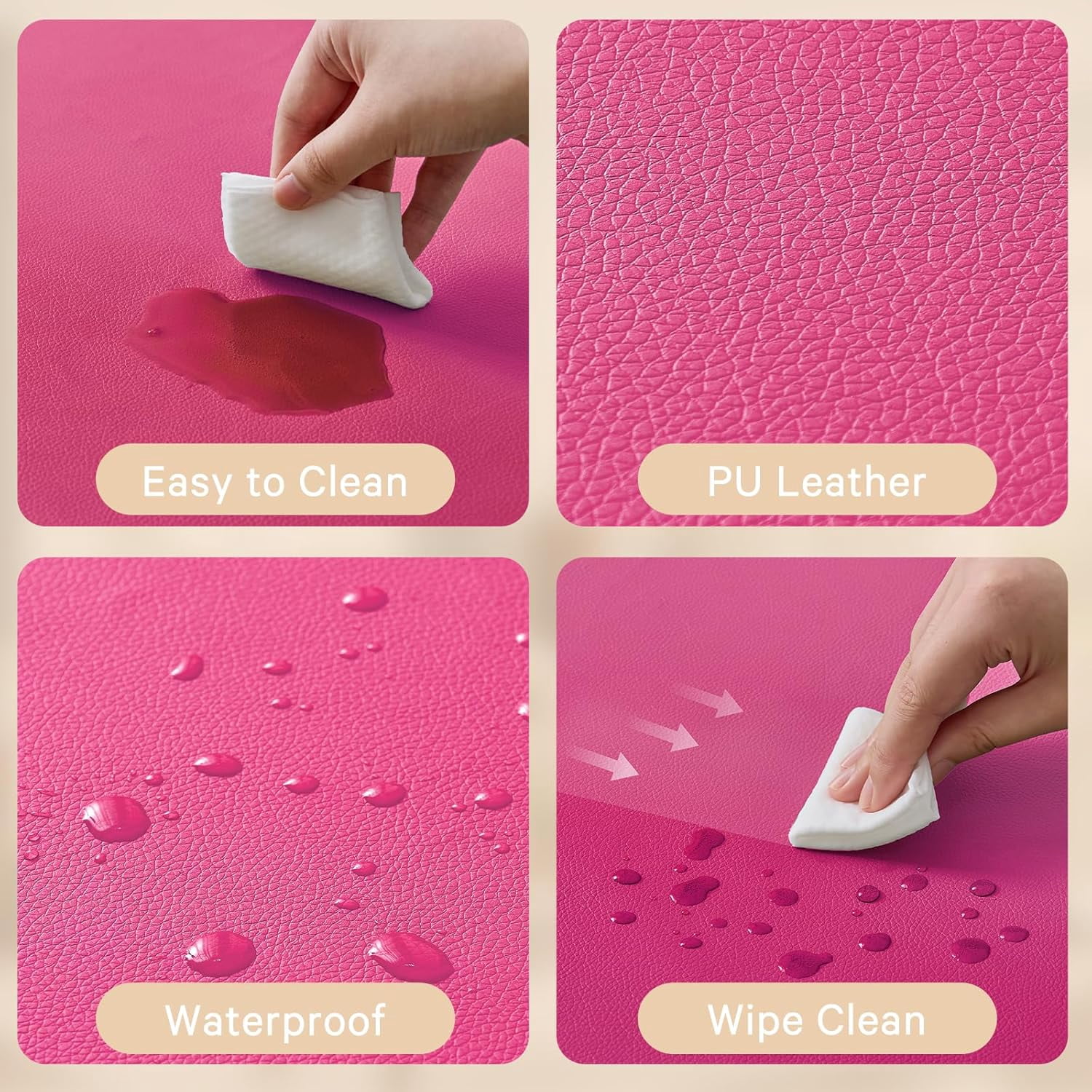 Waterproof Baby Play Mat for Floor Memory Foam 50 * 50 Cushion Playpen Playmat Tummy Time Crawling Mat Nursery Rug Thick Pad Create Soft & Safe Area for Infants,Toddler,Kids,Hot Pink