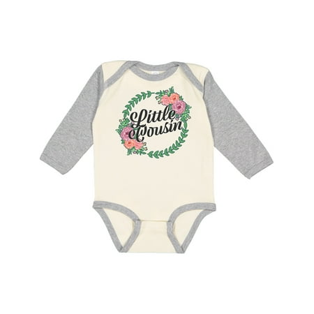 

Inktastic Little Cousin with Flower Circle Gift Baby Girl Long Sleeve Bodysuit