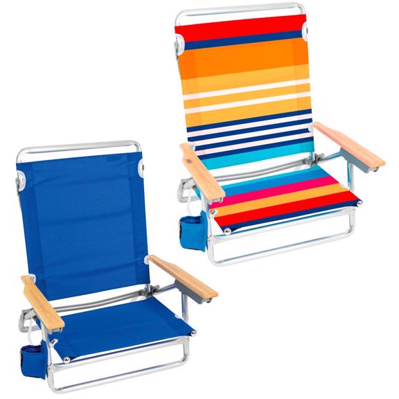Silla de playa Rio de 5 posiciones surtidas (paquete de 4) de aluminio