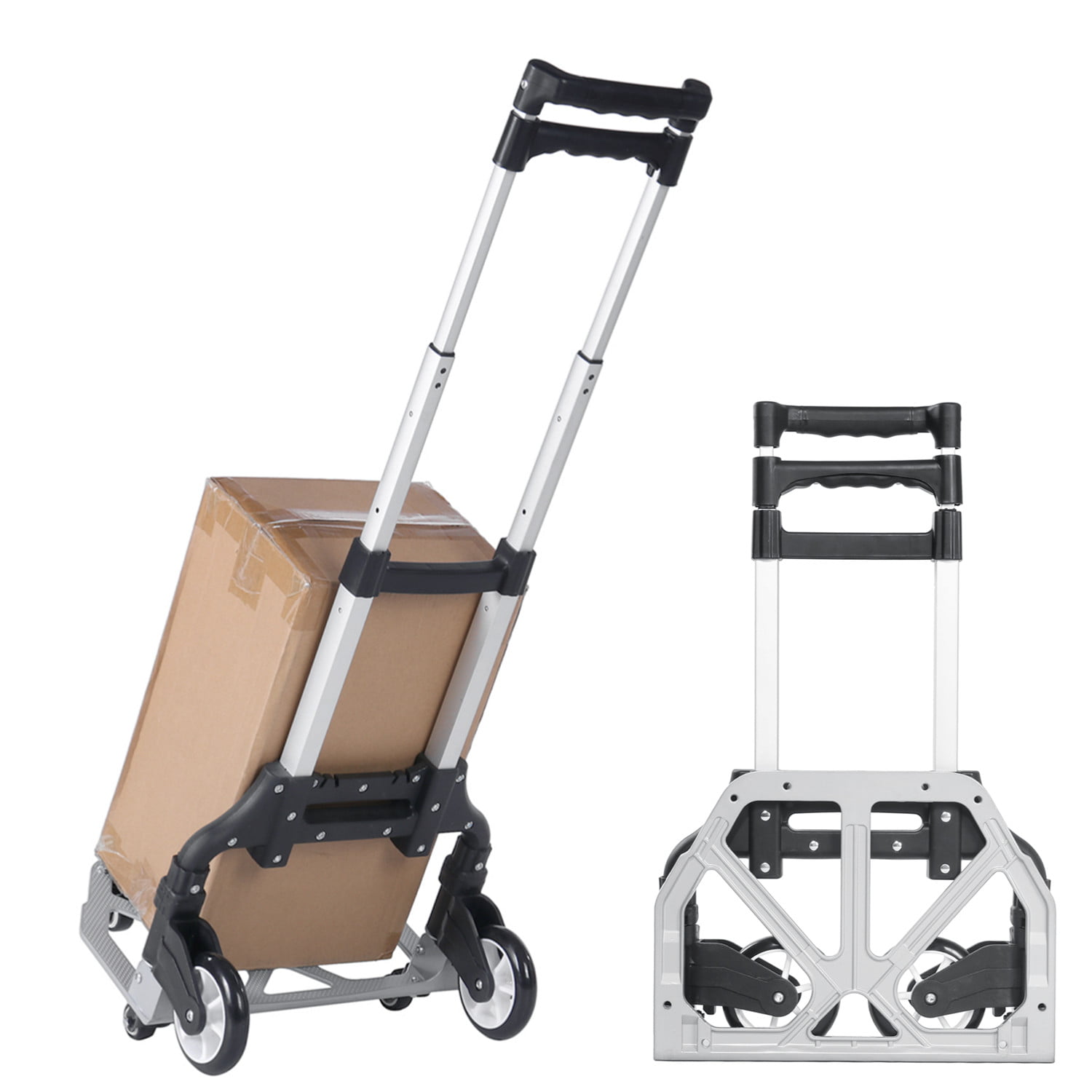 150kg/330lbs Load Capacity Compact Lightweight Durable Aluminum Alloy Hand Truck for Luggage Feyue Folding Luggage Cart Travel Trolley Travel Shopping Moving and Office Use 