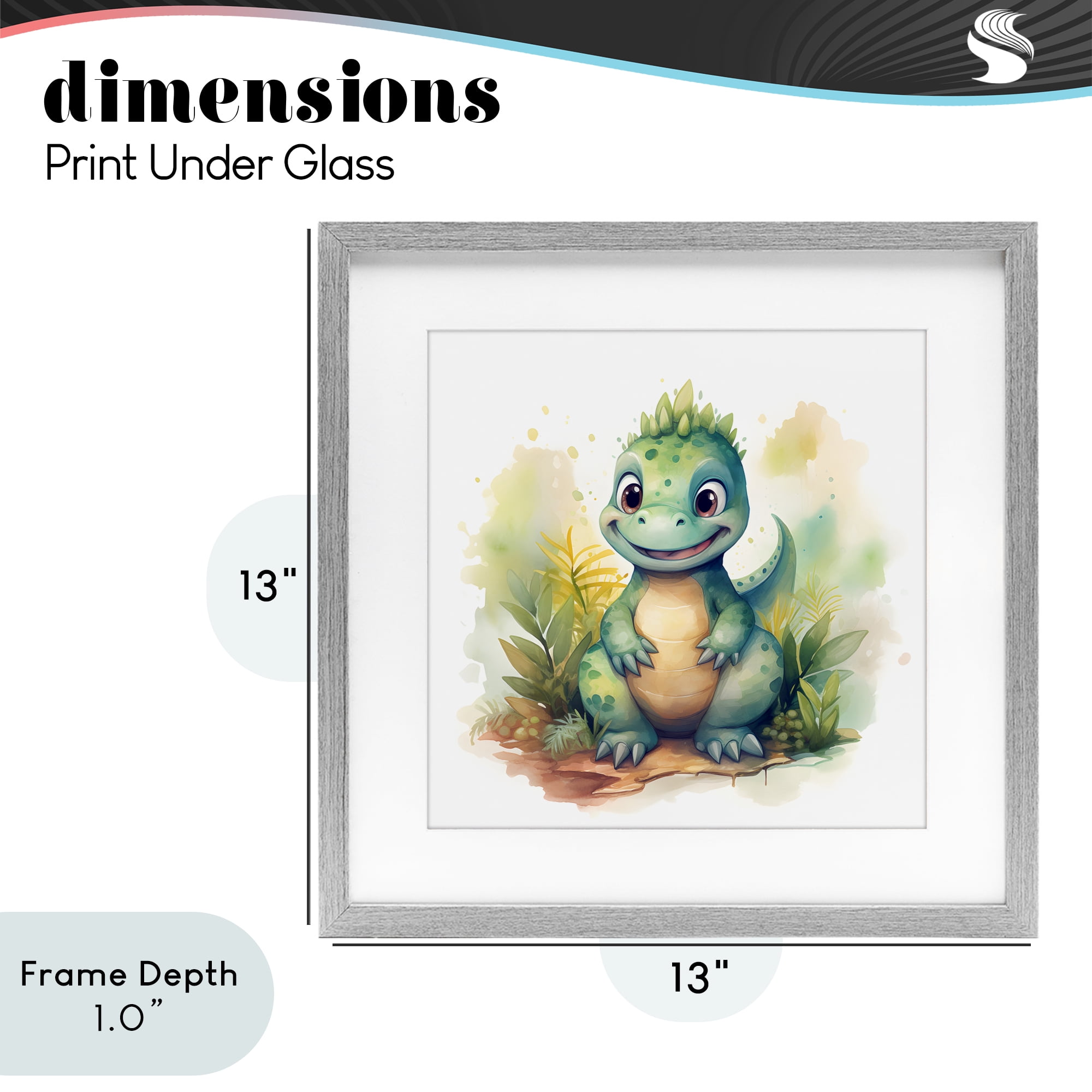 Stupell Industries Crafty Smiling Dinosaur Gray Framed Print Under Glass, design by Steve Hunziker