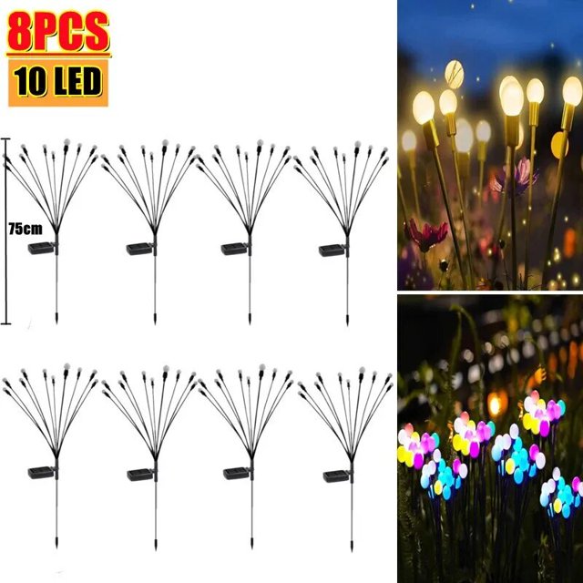 Luces LED de luciérnaga Solar, decoración de jardín al aire libre, luces de paisaje impermeables, fuegos artificiales, lámparas de césped, hogar, país, balcón
