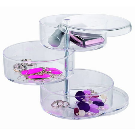 Clear Acrylic Round Swivil 3-tier Cosmetic Makup Jewelry Organizer