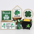 thumbnail image 4 of Día de San Patricio Decoración de madera de trébol de cuatro hojas | Signo de la suerte con adorno irlandés | Decoración festiva de oficina en casa interior y exterior | Regalo navideño | Acento de, 4 of 8
