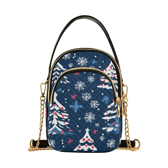 joogoo Women Christmas Tree Snowflakes Chain Crossbody Bags Shoulder Handbag Phone Purse