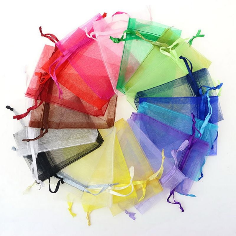 25/50/100Pcs Organza Jewelry Pouch Candy Gift Drawstring Bag Wedding Favor CA 
