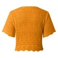 thumbnail image 5 of JIAYUE Womens Swimwear Cover-Ups Crochet V Neck Short Sleeve Hollow Solid Color Comfortable Drawstring Crop Shirt Sexy Beachwear Lace Up Bathing Suit Cover Up Top, 5 of 5