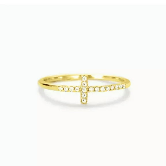 K-KED Gorgeous 14k Gold Plated Rings Wedding Cubic Zirconia Delicate Jewelry Size 6-10-9-Gold
