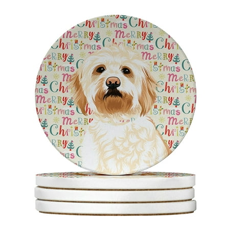 

Doodle Red #2 Christmas Large Sandstone Coasters Pack of 4 4 in x 4 in