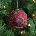 thumbnail image 2 of Northlight 4" Plaid and Twine Ball Christmas Ornament - Red, 2 of 4