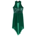 thumbnail image 6 of JanJean Women's Halter Sequins Lyrical Dance Costumes Dress Sleeveless Asymmetrical Tulle Skirt Green M, 6 of 6