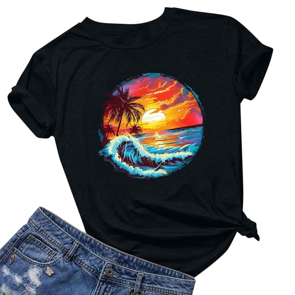 Fengqque 2025 Trendy Printed Short Sleeve T-Shirt