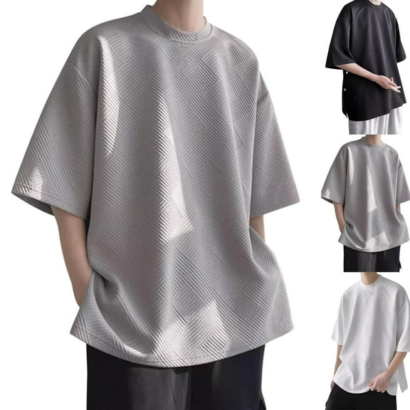 Ashirexll Mens Summer Shirts, Tshirts Shirts for Men, Solid Color Casual Summer for Mens Loose Half-Sleeve Round Neck T-shirts Tops