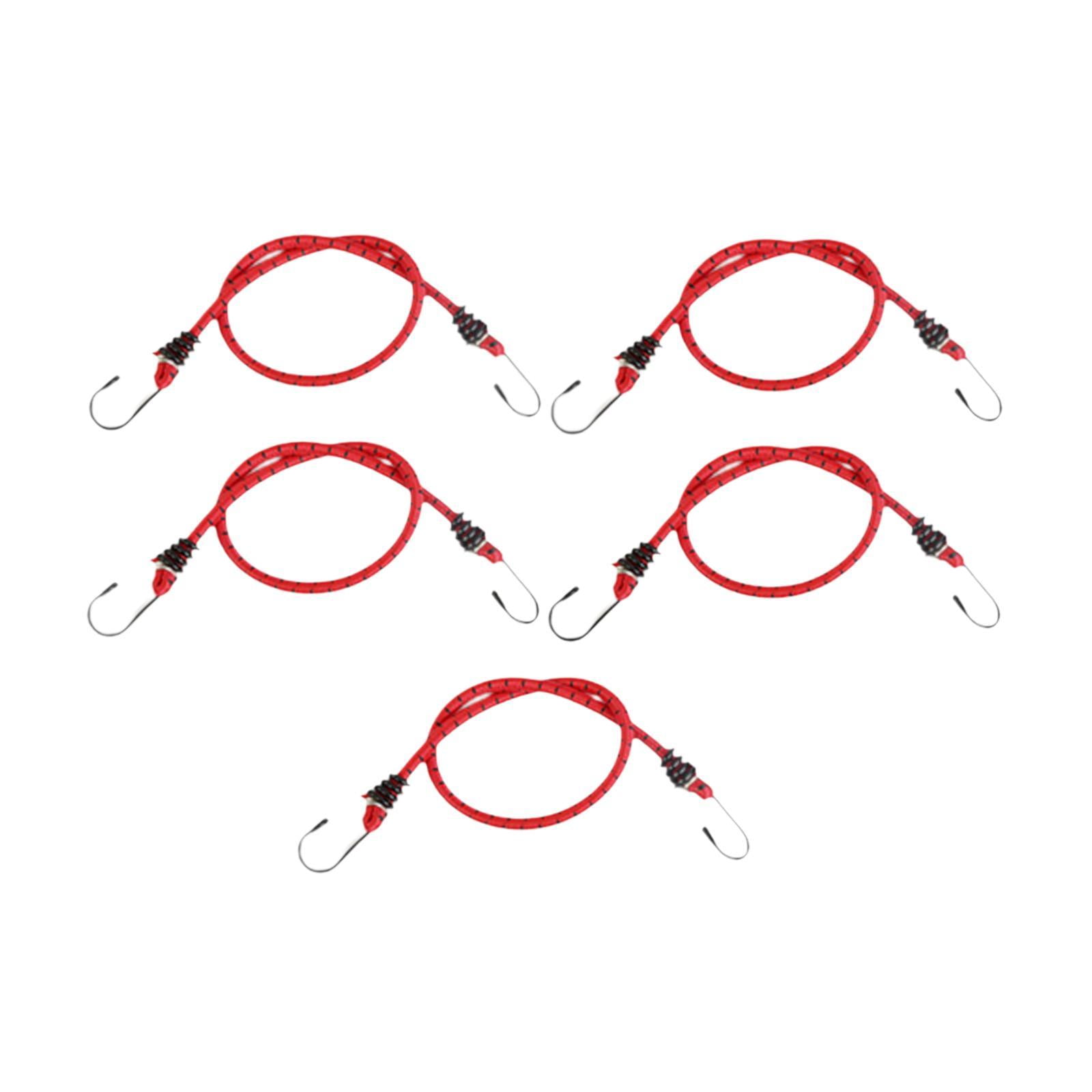colaxi 5 Pieces Bungee Cords with Hooks Bike Rear Seat Bungee Straps Mixed Colors Rubber Elastic Tie Downs for Luggage Tarps Outdoor 80cm Length