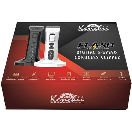 UPC: 0636947542824 | Kenchii Grooming – Flash Digital Cordless Clipper  Pearl White – 4 in 1 Blade  Adjustable and Detachable Blades