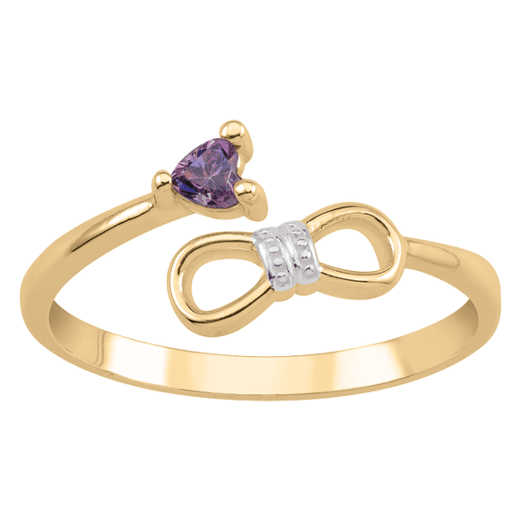 Personalized Bow Birthstone Ring in 14k Gold by Jewlster