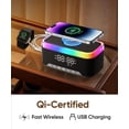thumbnail image 5 of Wireless Charging Alarm Clock Radio for Bedrooms – 15W Fast Wireless Charger Station for iPhone/Samsung, Bluetooth Stereo Speaker with FM Radio, Dimmable Display, USB Port, Sleep Timer, Black, 5 of 8