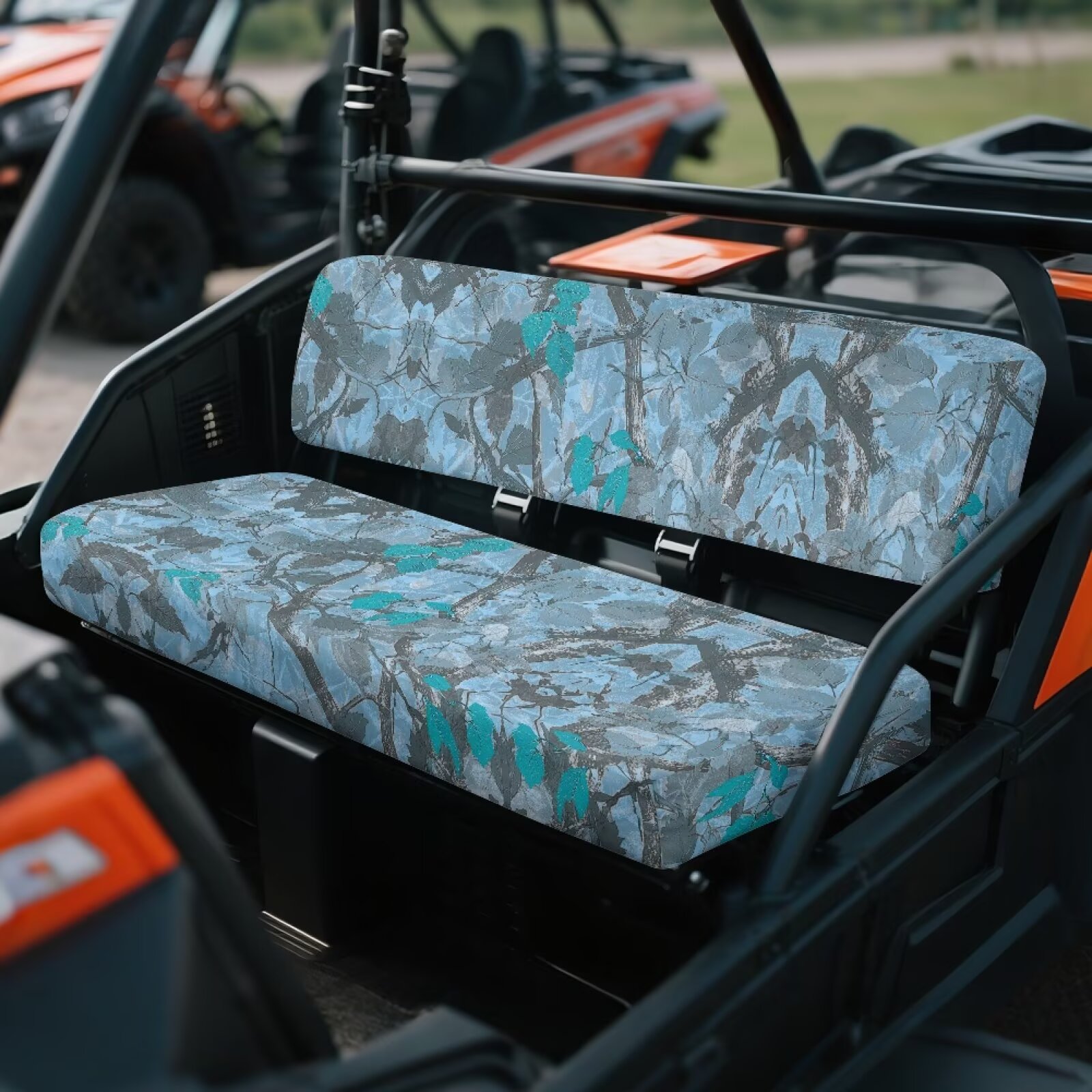 Uorisanigo UTV Bench Seat Cover Set UTV Accessories for All Seasons, Anti-Slip Blue Hunting Camo Forest Seat Cover Cushion Suitable for Kawasaki Mule 4010 4x4 FE 2025 2023 2022 2021