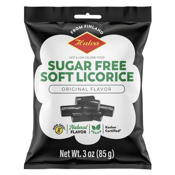2 Bags x 85g of Halva Soft Licorice - Black - Finnish - Sugar Free - Wine Gums - Candies - Sweets with Stevia