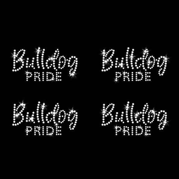 Set of 4 XS Bulldog Pride Mask Size Iron-on Clear Rhinestone Transfers by JCS Rhinestones