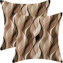 Abstract Brown Stripe Pillow Covers 18x18 Inch Set of 2, Modern Abstract Decorative Throw Pillowcase Grey and Brown Striped Outdoor Farmhouse Cushion Cover for Sofa Couch Bed Living Room Decor