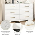 thumbnail image 4 of Miniyam 6-Drawer Dresser with Deep Drawers & Golden Handles for Adult Bedroom, White, 4 of 7