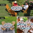 thumbnail image 4 of Pink Blue Paw Print Round Tablecloth for 55-60 Inch Tables,Fitted Table Cover with Elastic Edge,Vintage Farmhouse Rustic Wooden Grain Waterproof Outdoor Table Cloth Protector for Patio Garden Dinner, 4 of 9