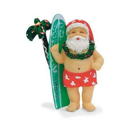 - Hawaiian Surfing Santa & Surfboard Ornament