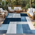 thumbnail image 3 of Outdoor Rug 6x9 ft Abstract Blue Checkered Waterproof Outdoor Patio Rug Mat Non Slip Outside Area Rugs Carpet for RV,Camping,Porch,Deck,Pool,Balconybackyard,Modern Watercolor Art, 3 of 9