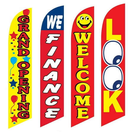 4 Advertising Swooper Flags Grand Opening We Finance Welcome Look