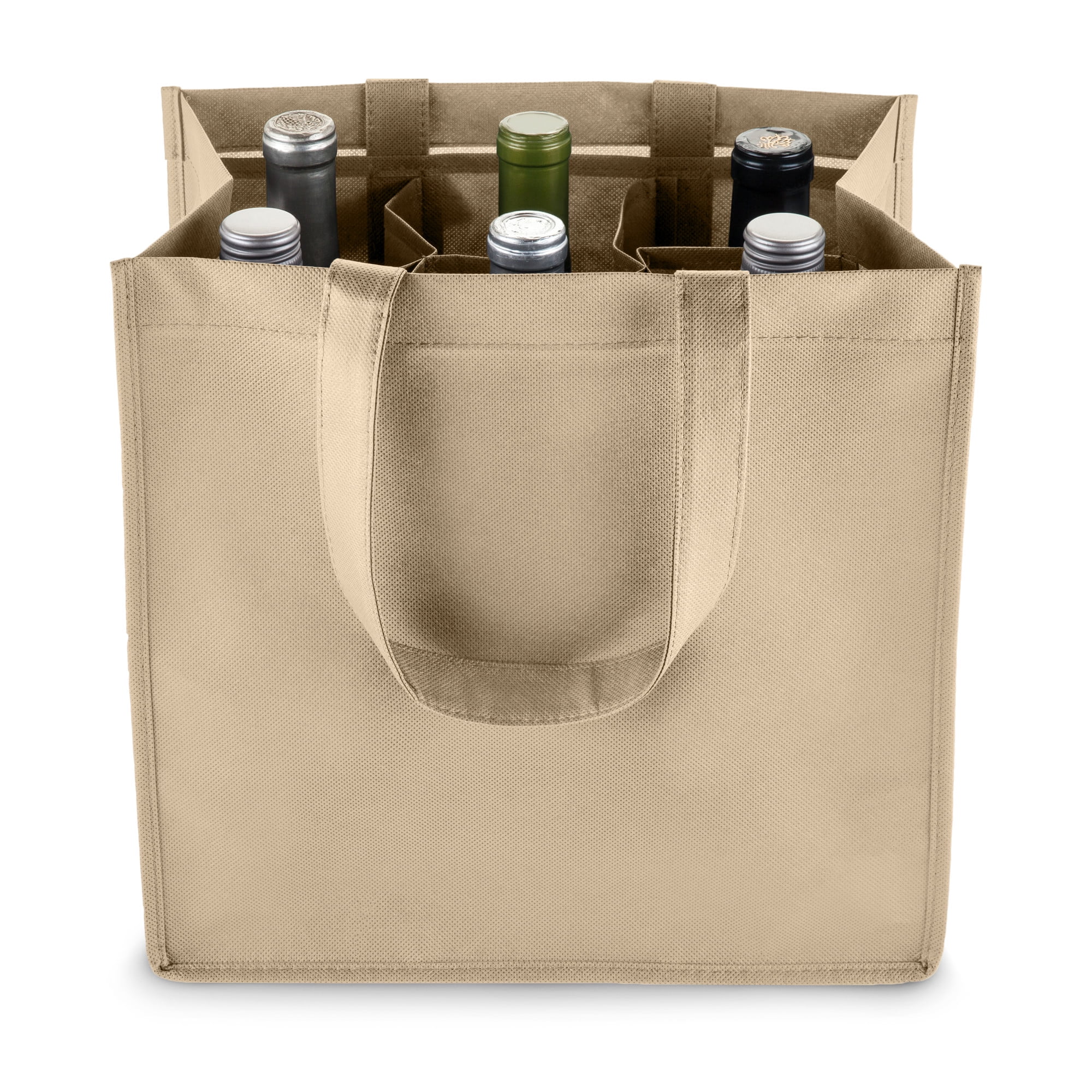 True 6 Bottle Wine Bag with Divider Non Woven 100 GSM Customizable Reusable Wine Bottle Carrier Red Walmart