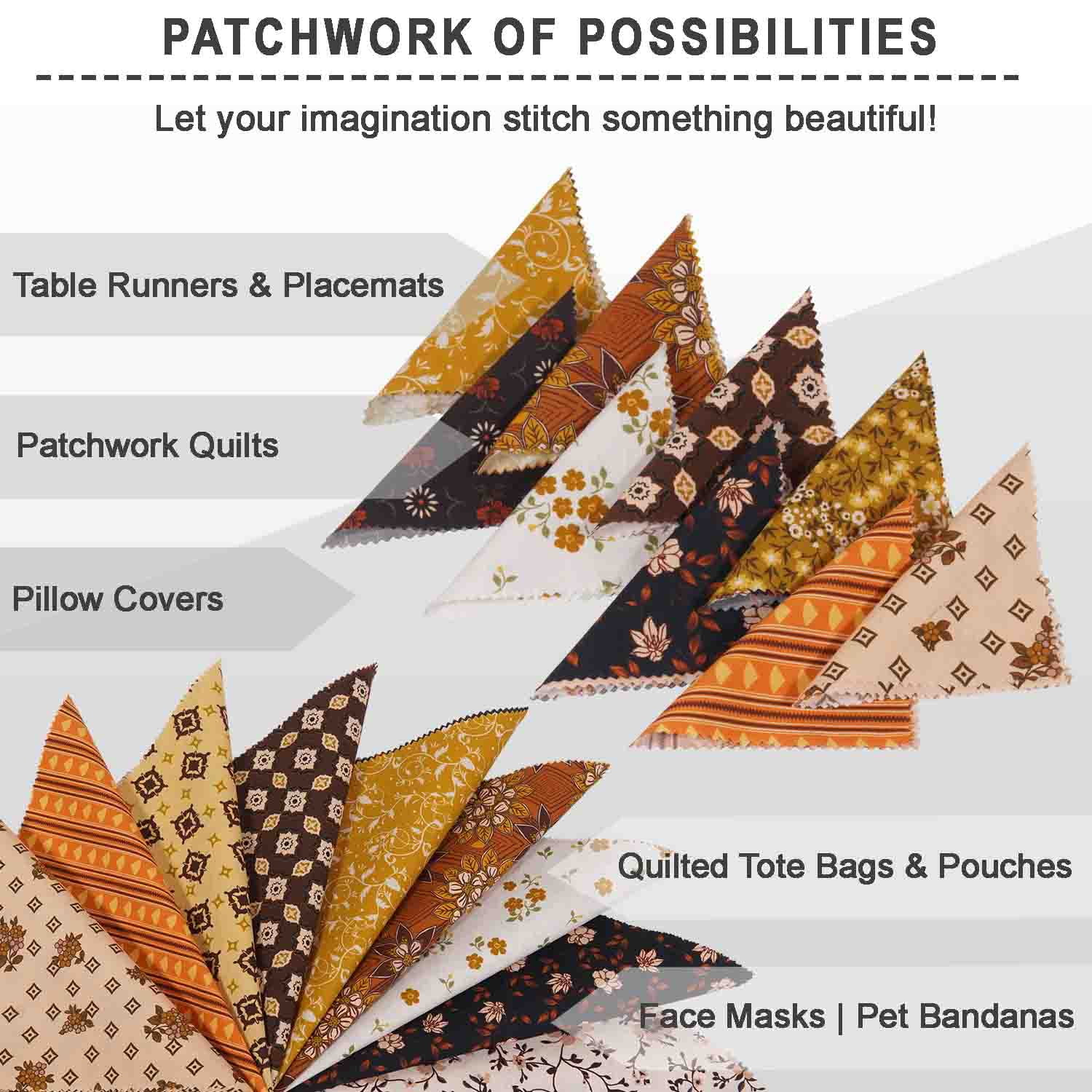 40 Pcs 10 x 10 inches Quilting Fabric Bundles Precut, DIY Cotton Fabric Squares, Printed Layer Cakes Patchwork Materials for Holiday Crafts Cloths Dcor, Charm Squares for Quilts - Earthy Elegance