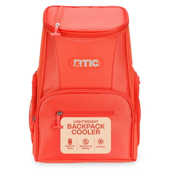 RTIC 15 Can Soft Sided Cooler Backpack with Pockets, Persimmon