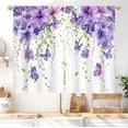 thumbnail image 2 of Purple Floral Butterfly Kitchen Curtain 27.5W X 39L Inch 2 Panel Rod Pocket Lilac Lavender Rustic Flower Small Short Cafe Tier Window Curtain Farmhouse Spring Treatment Drapes Bathroom Decor, 2 of 8