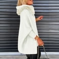 thumbnail image 4 of Womens Coat with Furry Hood Zipper Closure Front Pockets Loose Fit Outerwear for Daily Wear Warm Winter Jacket White S, 4 of 6
