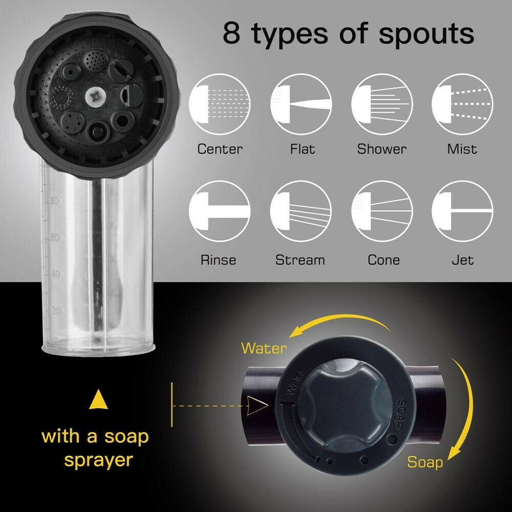 Hose Spray Nozzle, High Pressure Garden Hose Nozzle with Soap Dispenser, Car Wash Foam Gun for Watering Plants, Cleaning