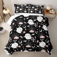 thumbnail image 2 of Homewish Cute Halloween Ghost Bed Spread Queen,Spider Web Heart Candy Pattern Queen Coverlet Set,Black,3-Piece, 2 of 7