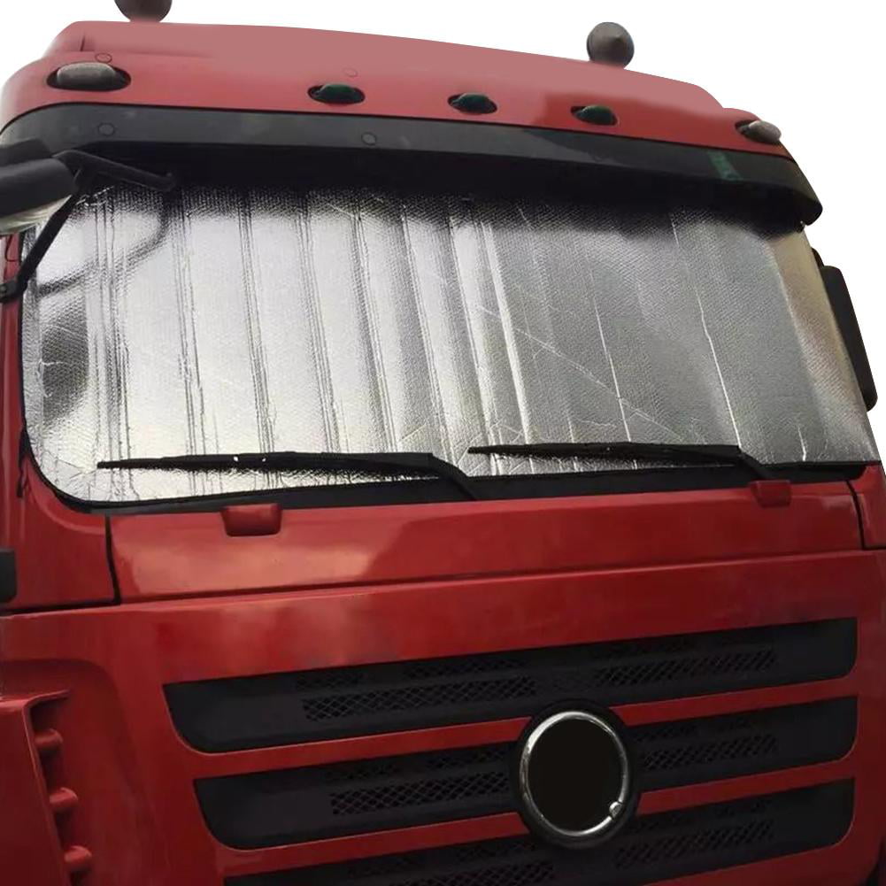 Funnyfeng Truck Sun Protection Front Windscreen Double Sided Silver Aluminium Film Folding Windscreen Cover Windscreen Protector 220 70 cm 