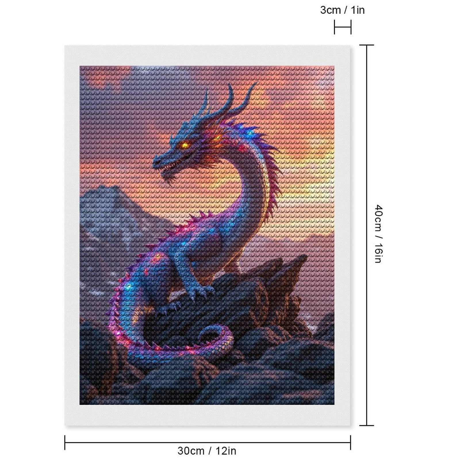 Diamond Art Kits for Adults, Blue Dragon Sunset Rocks Majesty 5D Diamond Painting Kits for Adults Beginners, DIY Full Drill Diamond Painting, Gem Art and Crafts 12x16