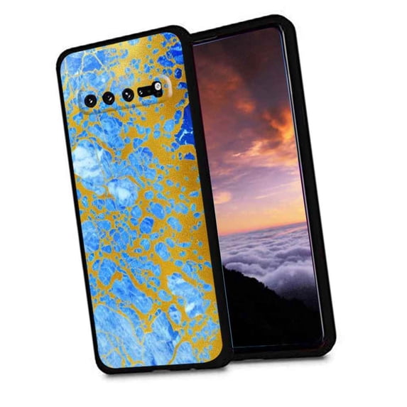 Blue-Golden-Marble-30 Phone Case, Degined for Samsung Galaxy S10 Case Men Women, Flexible Silicone Shockproof Case for Samsung Galaxy S10