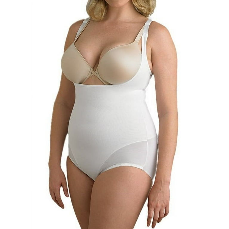 Cupid Women's Plus Size Extra Firm Control Back Magic Open-Bust Shaping  Bodysuit Shapewear