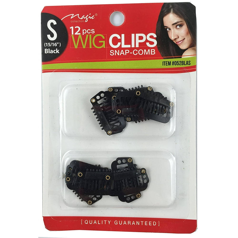 12pc Wig Clips 052 (Small, Black), 12 pieces snap on clips Small Black By Magic