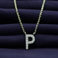 thumbnail image 2 of 18K Yellow Gold Plated Initial Necklace | Moissanite Diamond Alphabet Necklace | Dainty Necklaces for Her | Letter "P" Pendant Necklace |18" + 2" Adjustable Chain, 2 of 6